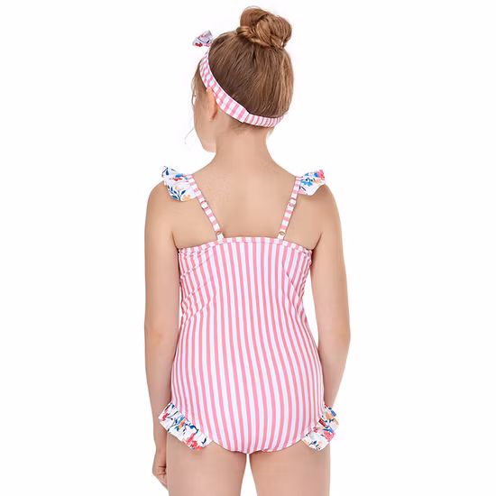 Children Swimwear One Piece UV Sun Protection Toddlers Swimsuit Kids Girl Short Sleeve Baby Bathing Suit Beach Swimming Wear