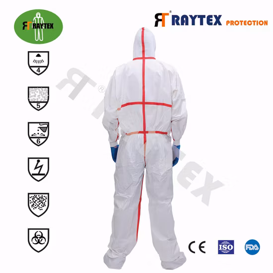 Custom Unisex Disposable Medical Non Woven Working Safety Coverall Full Body Protection Clothing PPE Suit in Stock